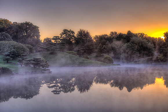Misty Sunrise over Japanese Island